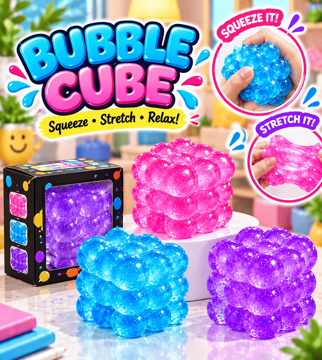 Bubble Cube Squishy Toy – Stretchable & Squeeze Sensory Toy for Kids | Fun Gift