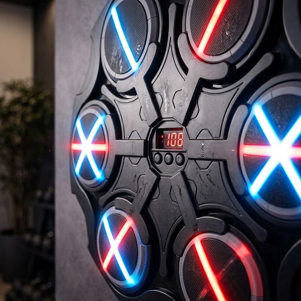 Hexagonal Smart Music Boxing Target – Wall-Mounted RGB Light Punching Game for Kids & Adults (Includes Gloves)