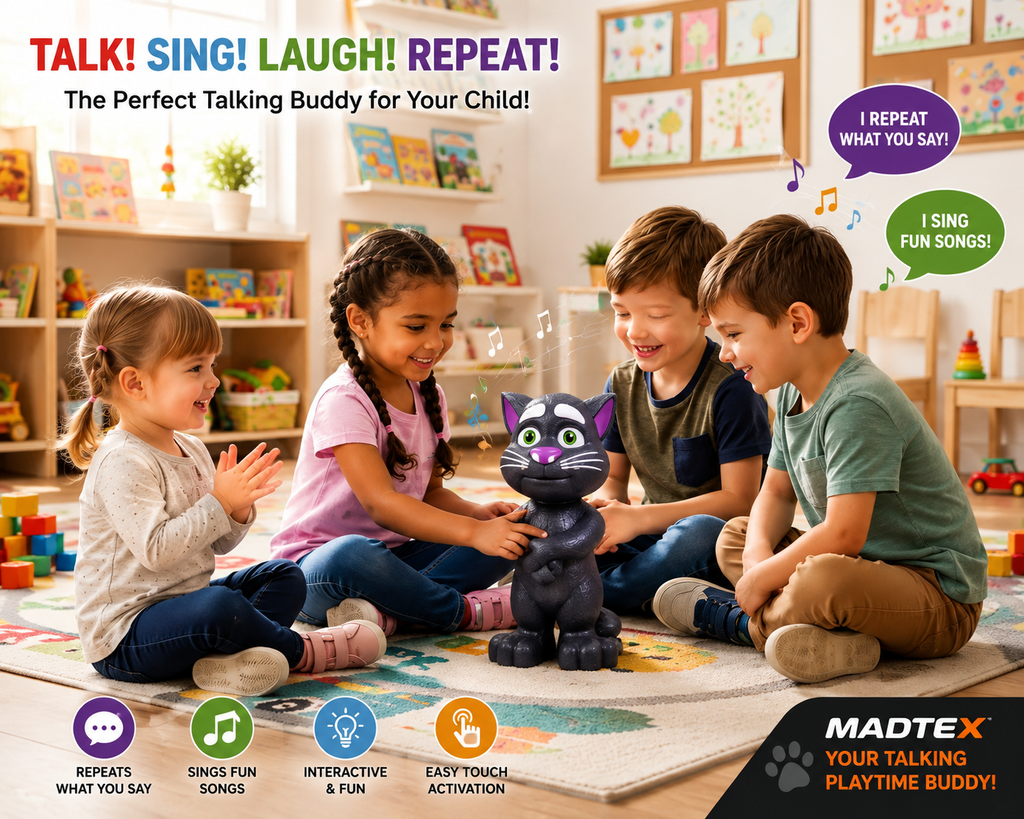 Talking Tom Cat Interactive Toy for Kids – Repeats What You Say, Sings Songs & Touch Activated