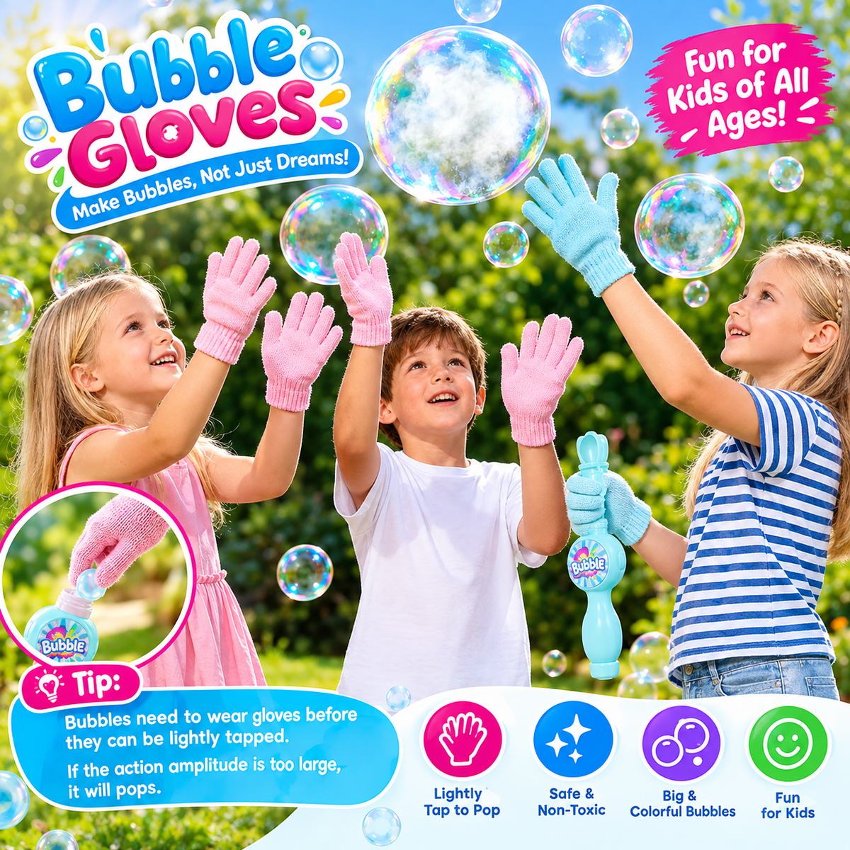 Spray Bubble Smoke Stick for Kids – Bubble Blower Gun with Mist Effect, Colorful Bubbles & Bubble Gloves