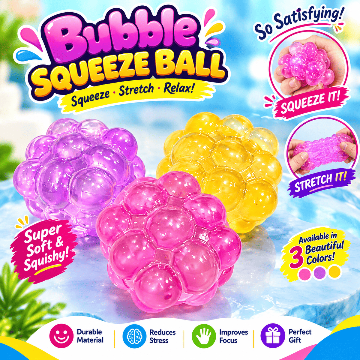 Bubble Cube Squishy Toy – Stretchable & Squeeze Sensory Toy for Kids | Fun Gift