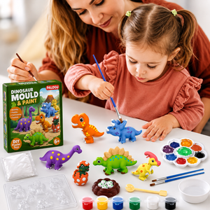 PALOGU Dinosaur Mould & Paint Kit – DIY Plaster Toys for Kids Ages 6+ | 6 Dinosaurs + Magnets