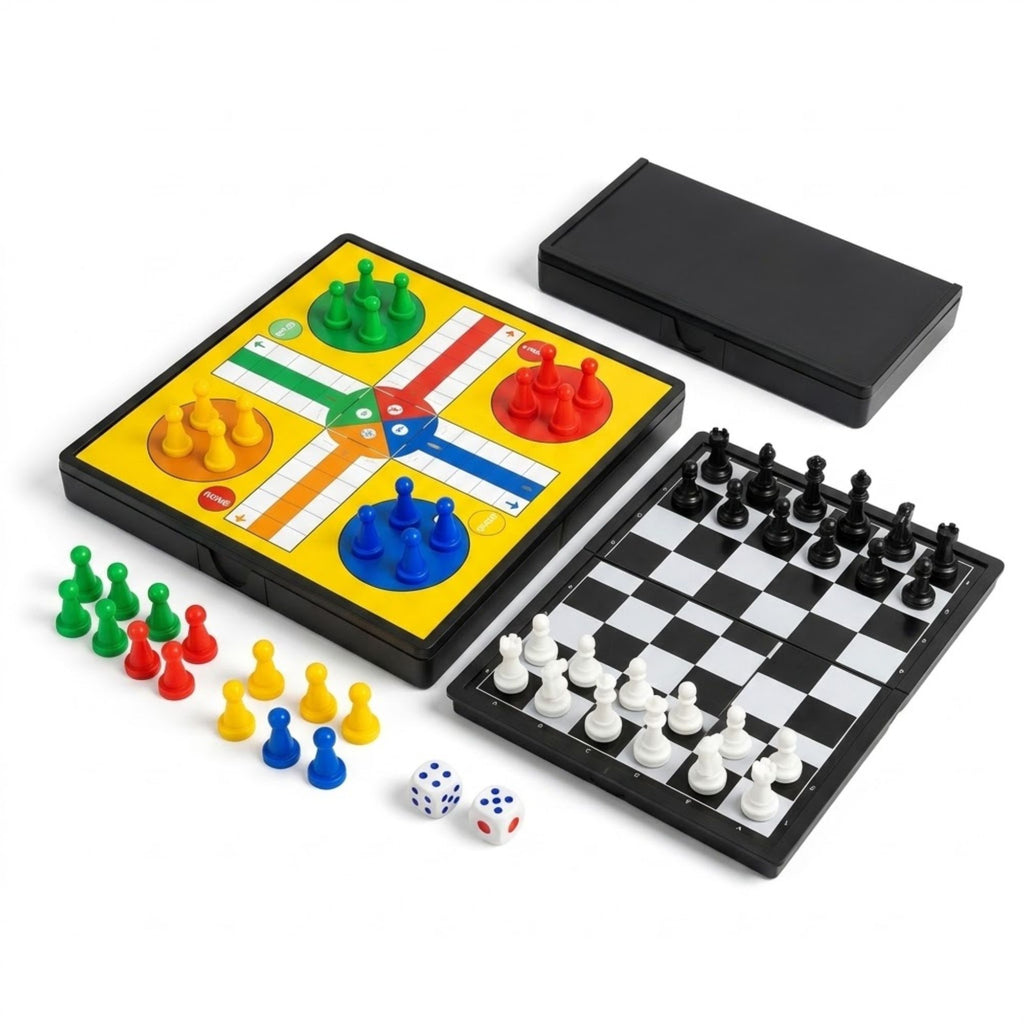 2-in-1 Chess & Ludo Board Game Set – Foldable Family Game for Kids & Adults