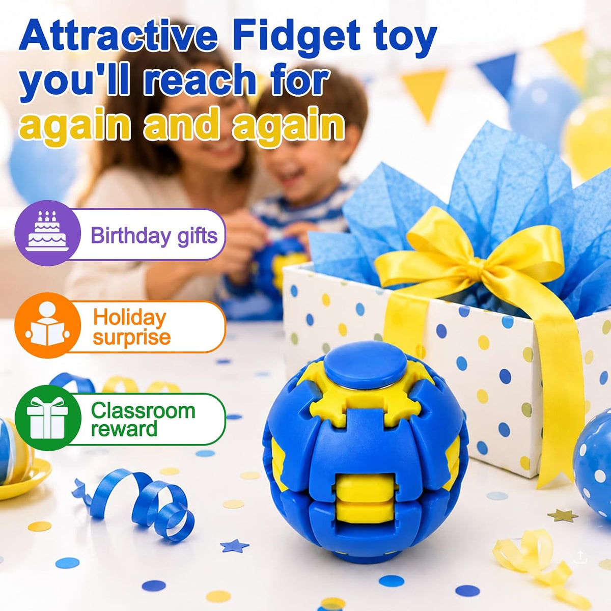 360° Press & Spin Fidget Ball – Stress Relief Desk Toy