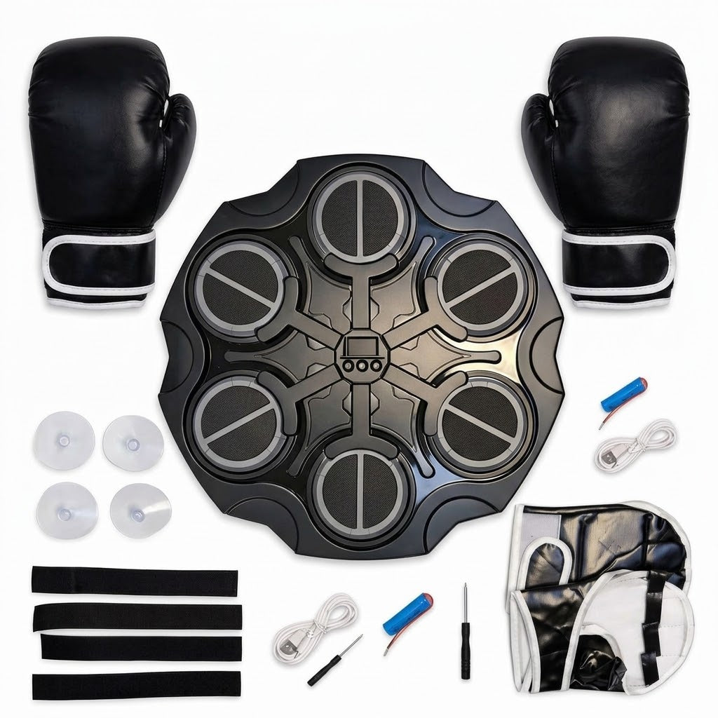 Hexagonal Smart Music Boxing Target – Wall-Mounted RGB Light Punching Game for Kids & Adults (Includes Gloves)