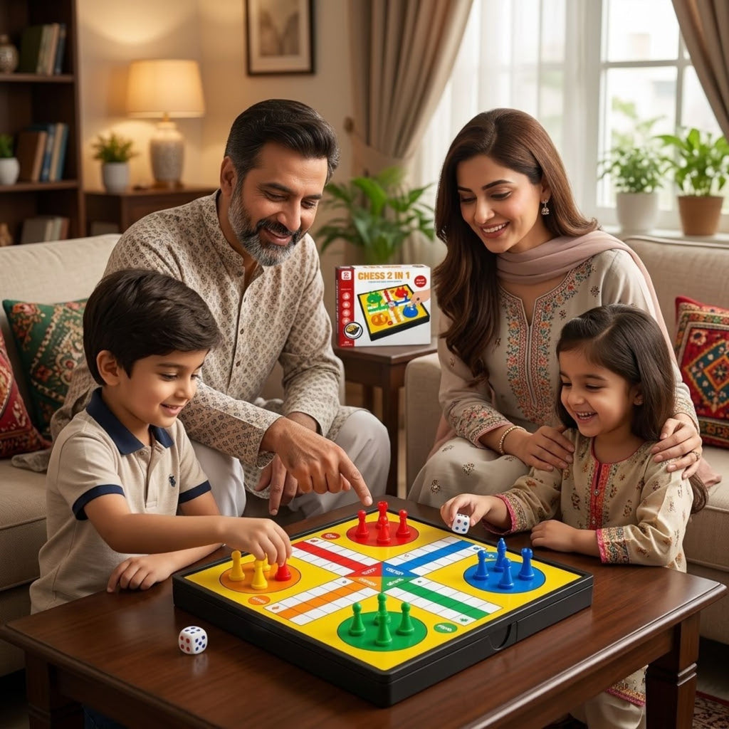 2-in-1 Chess & Ludo Board Game Set – Foldable Family Game for Kids & Adults