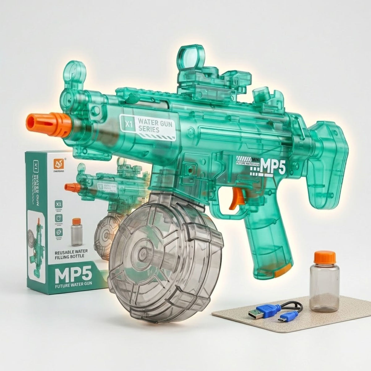 Electric Water Gun MP5 | 450ml Automatic Rechargeable Water Blaster