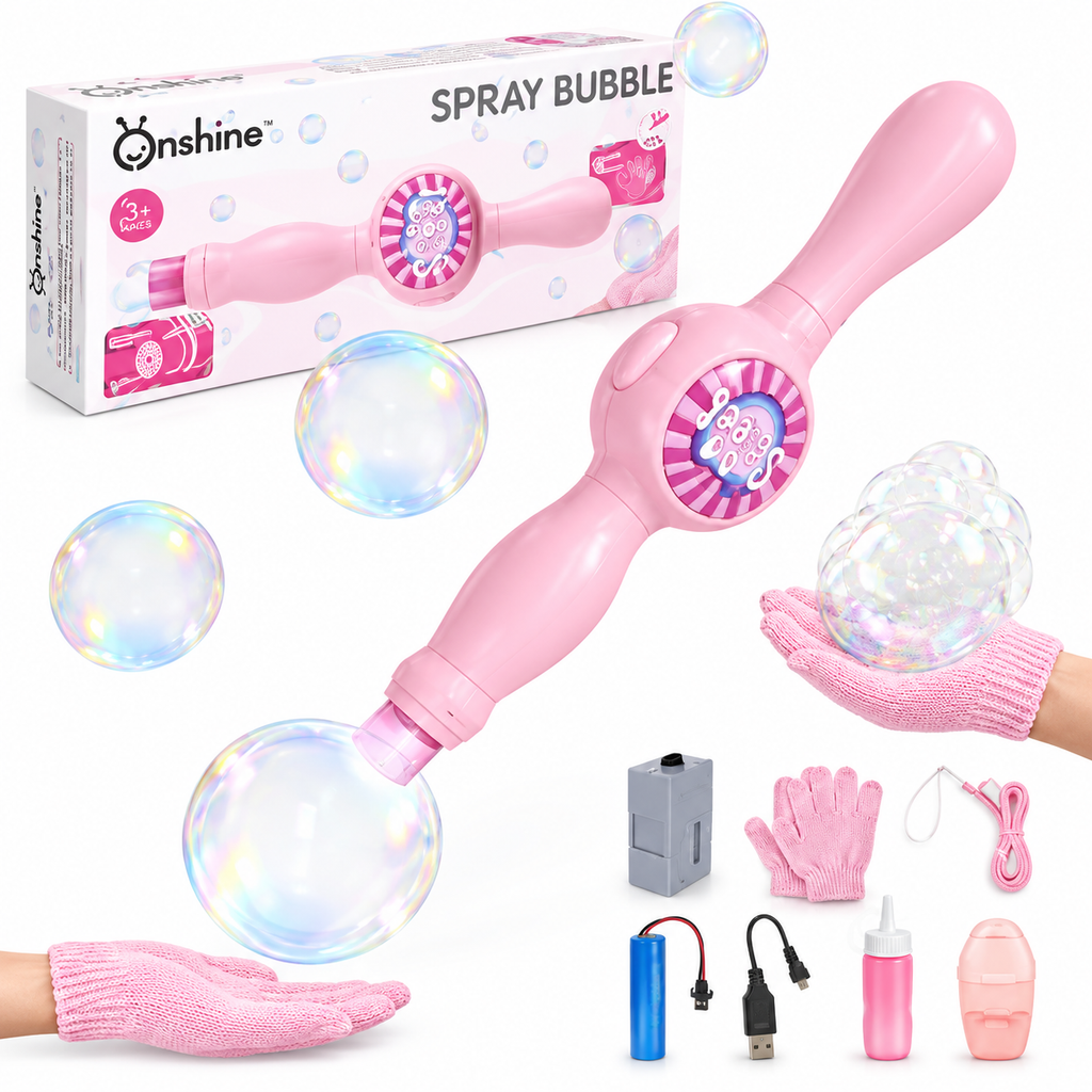 Spray Bubble Smoke Stick for Kids – Bubble Blower Gun with Mist Effect, Colorful Bubbles & Bubble Gloves