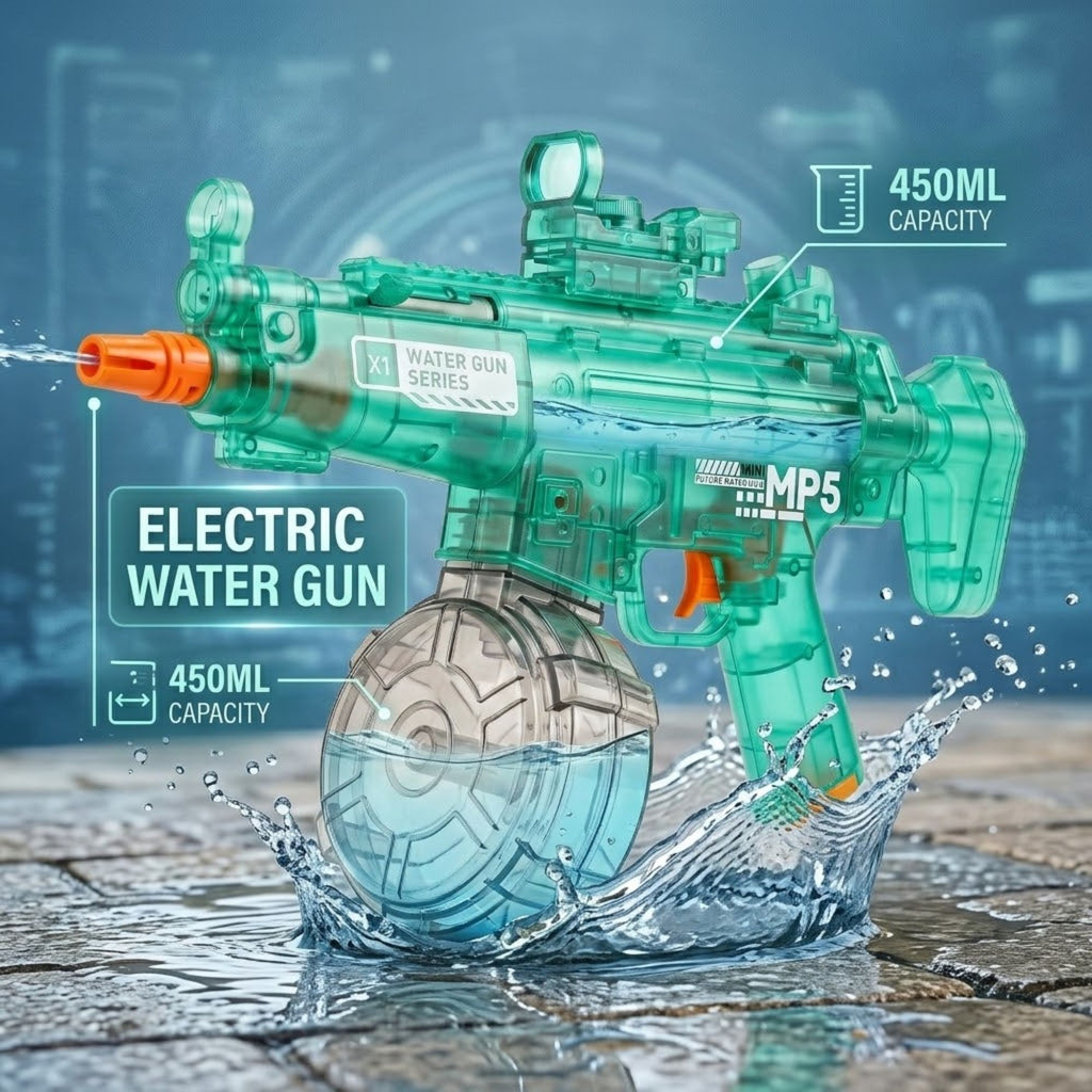 Electric Water Gun MP5 | 450ml Automatic Rechargeable Water Blaster