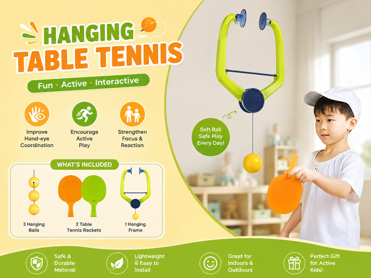 Hanging Table Tennis Set for Kids | Door Frame Ping Pong Game | Indoor Sports Toy