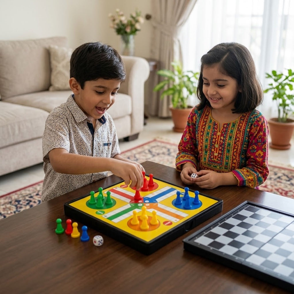 2-in-1 Chess & Ludo Board Game Set – Foldable Family Game for Kids & Adults