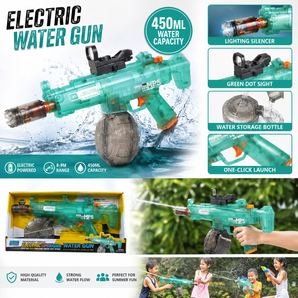 Electric Water Gun MP5 | 450ml Automatic Rechargeable Water Blaster