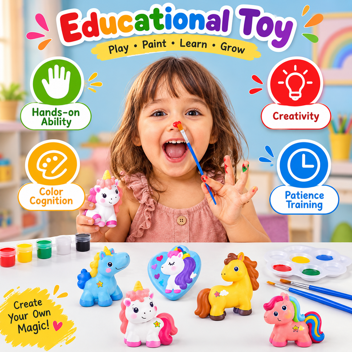 PALOGU Dinosaur Mould & Paint Kit – DIY Plaster Toys for Kids Ages 6+ | 6 Dinosaurs + Magnets