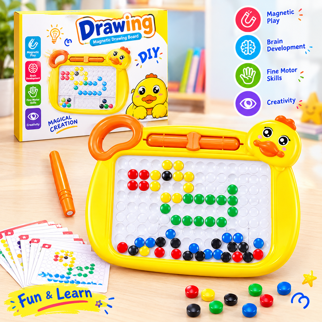 Duck Magnetic Drawing Board – DIY Magical Creation Bead Art Set for Kids