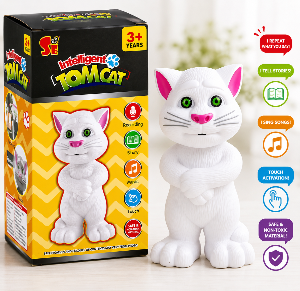 Talking Tom Cat Interactive Toy for Kids – Repeats What You Say, Sings Songs & Touch Activated