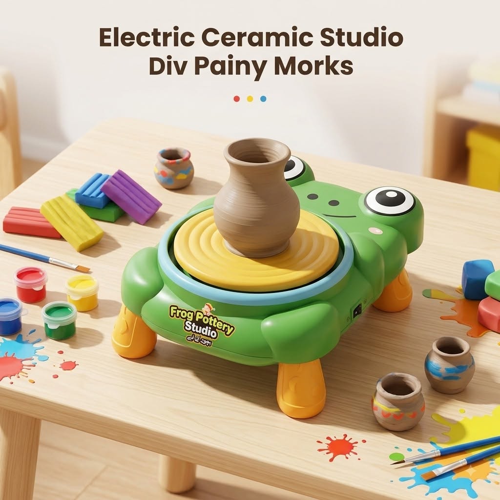 Frog Pottery Studio | Electric Kids Pottery Wheel with Clay & Paints
