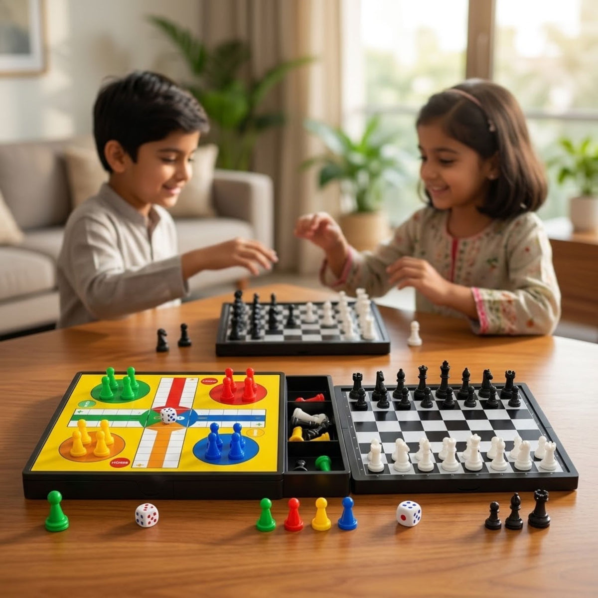2-in-1 Chess & Ludo Board Game Set – Foldable Family Game for Kids & Adults