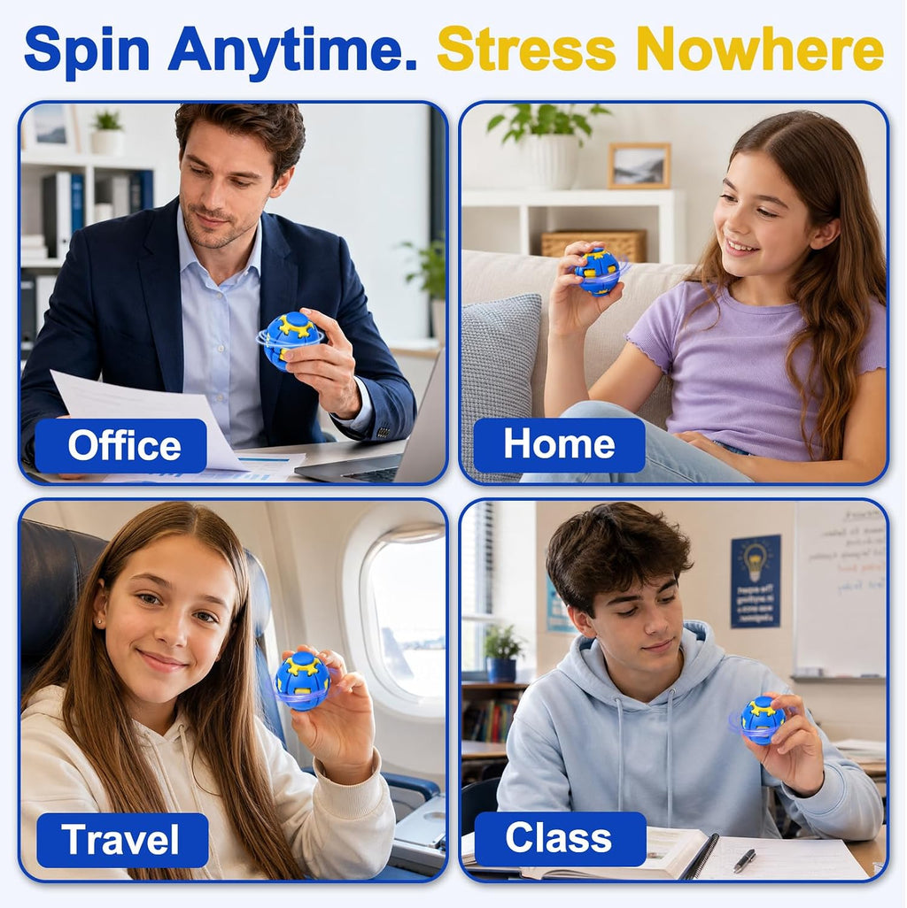360° Press & Spin Fidget Ball – Stress Relief Desk Toy