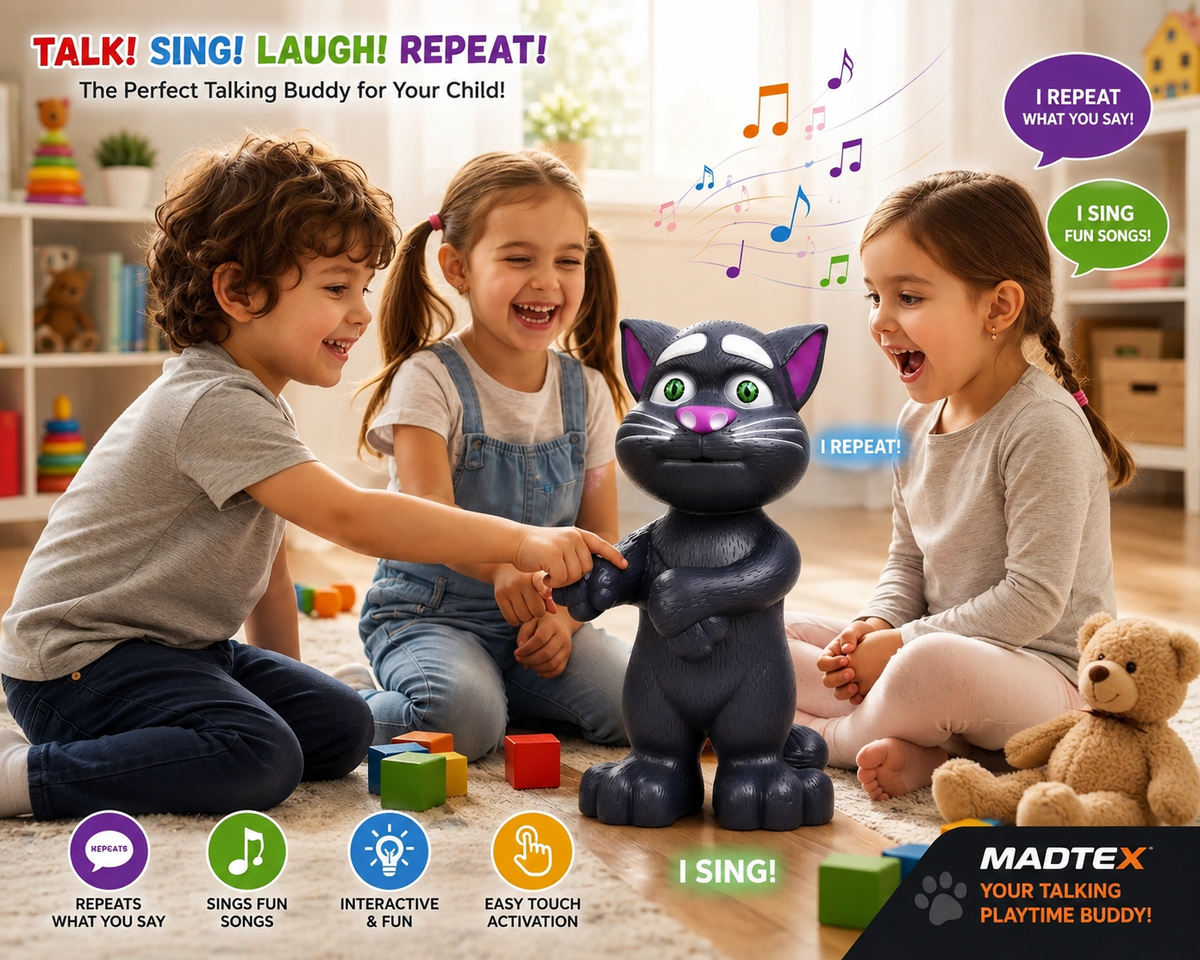 Talking Tom Cat Interactive Toy for Kids – Repeats What You Say, Sings Songs & Touch Activated