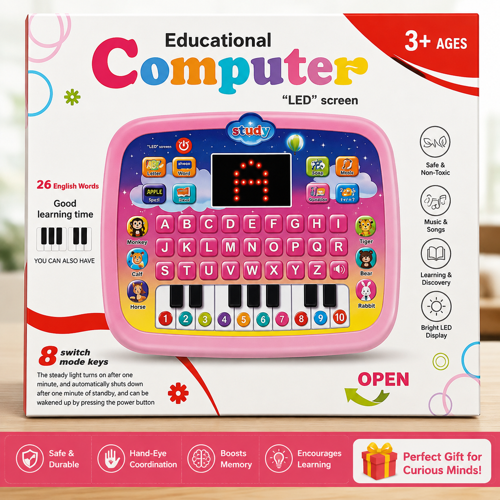 Kids Educational Computer Toy with LED Screen – ABC, 123, Music, Piano & Learning Games