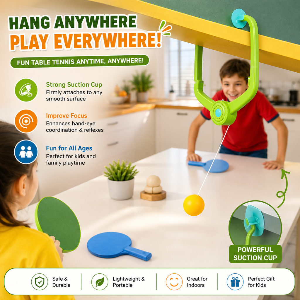 Hanging Table Tennis Set for Kids | Door Frame Ping Pong Game | Indoor Sports Toy