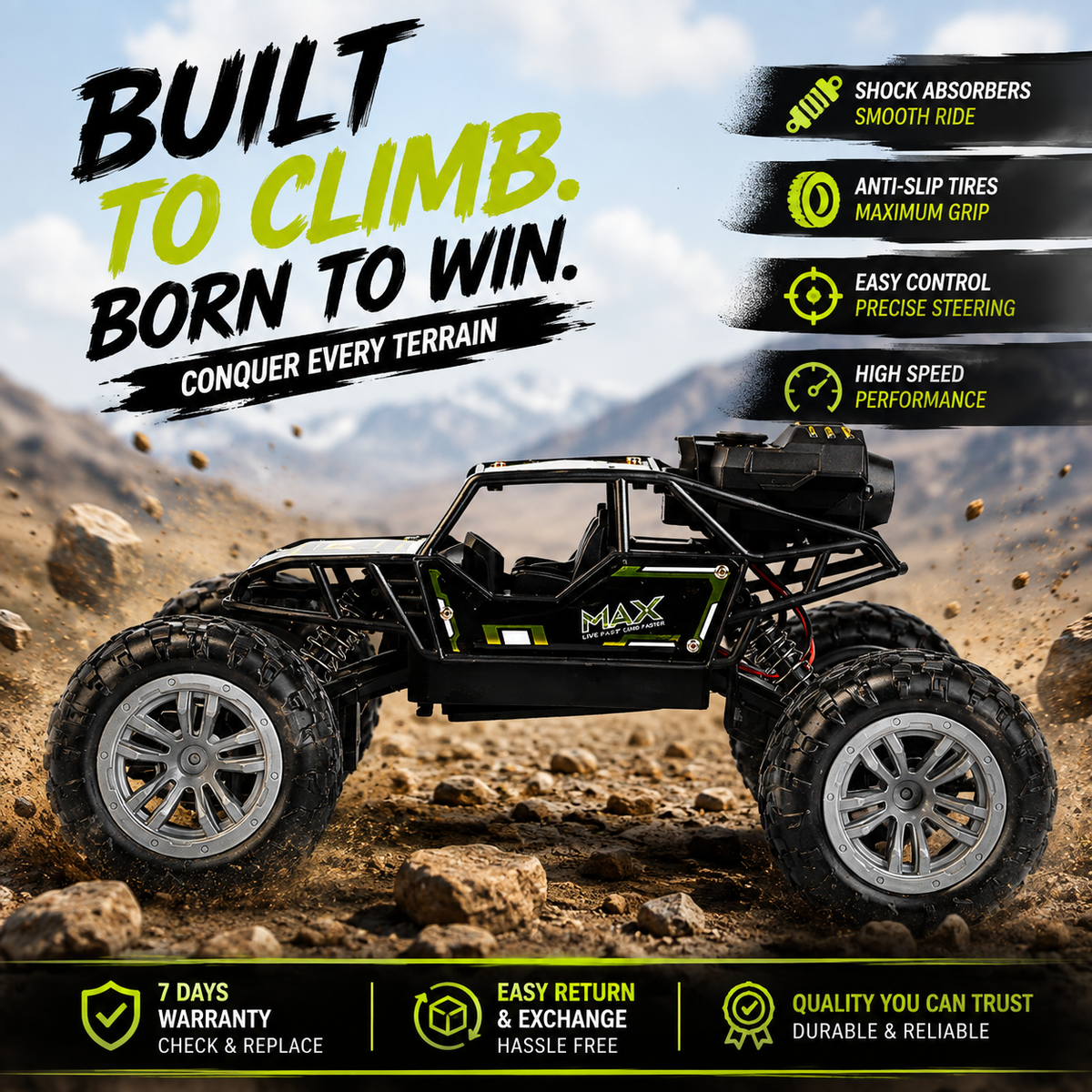 4x4 RC Climbing Car | High-Speed Remote Control Off-Road Rock Crawler
