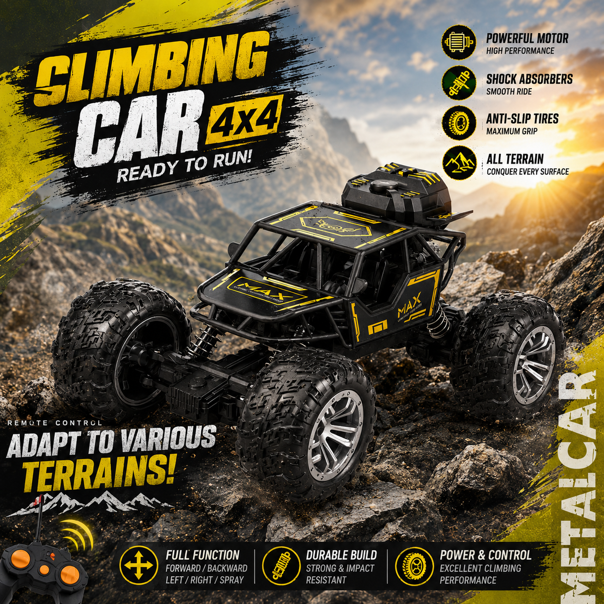 4x4 RC Climbing Car | High-Speed Remote Control Off-Road Rock Crawler
