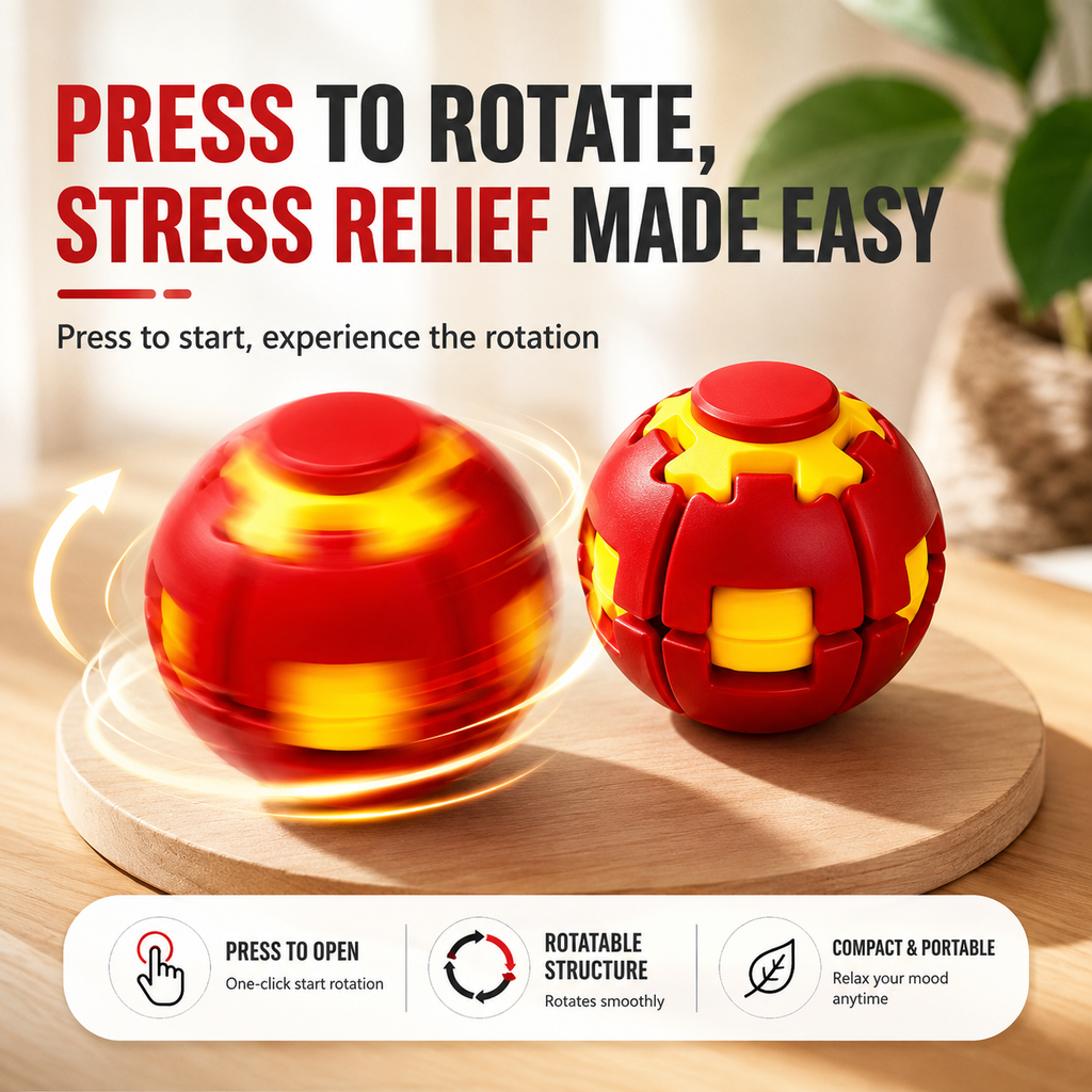 360° Press & Spin Fidget Ball – Stress Relief Desk Toy