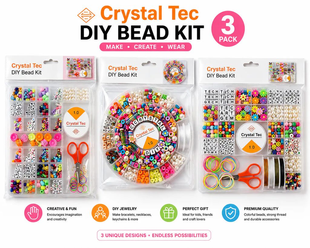 Crystal Tec DIY Bead Kit | Jewelry Making Set with Alphabet & Flower Beads