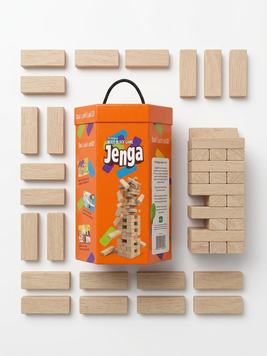JENGA:Classic Wooden Block Stacking Game – Family & Party Fun