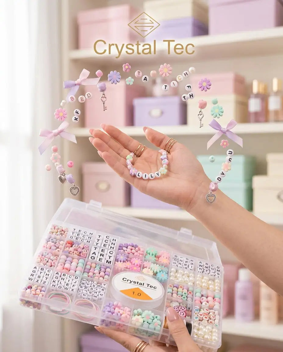 Crystal Tec DIY Bead Kit | Jewelry Making Set with Alphabet & Flower Beads