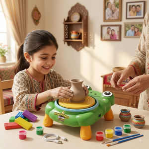 Frog Pottery Studio | Electric Kids Pottery Wheel with Clay & Paints