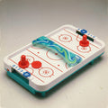 Tabletop Mini Air Hockey Game – Compact 2-Player Portable Hockey Table with Score Trackers, Red Pushers & Pucks