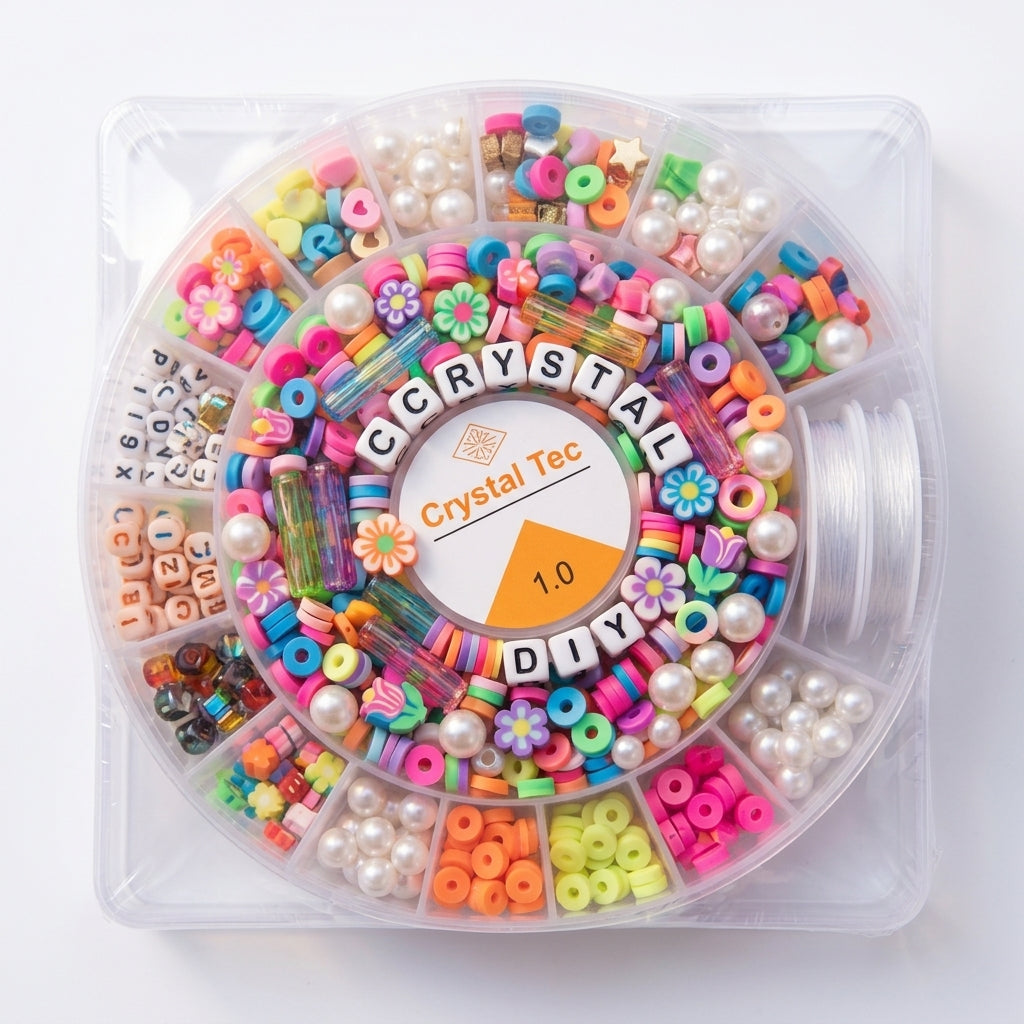 Crystal Tec DIY Bead Kit | Jewelry Making Set with Alphabet & Flower Beads