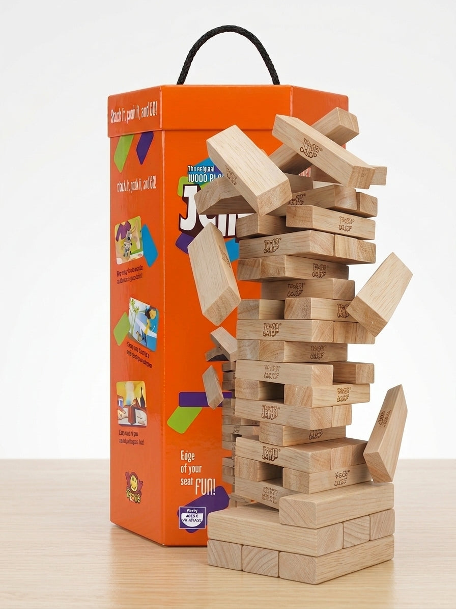 JENGA:Classic Wooden Block Stacking Game – Family & Party Fun