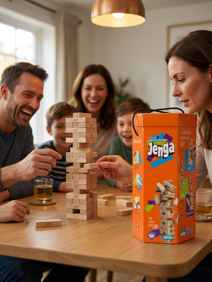 JENGA:Classic Wooden Block Stacking Game – Family & Party Fun