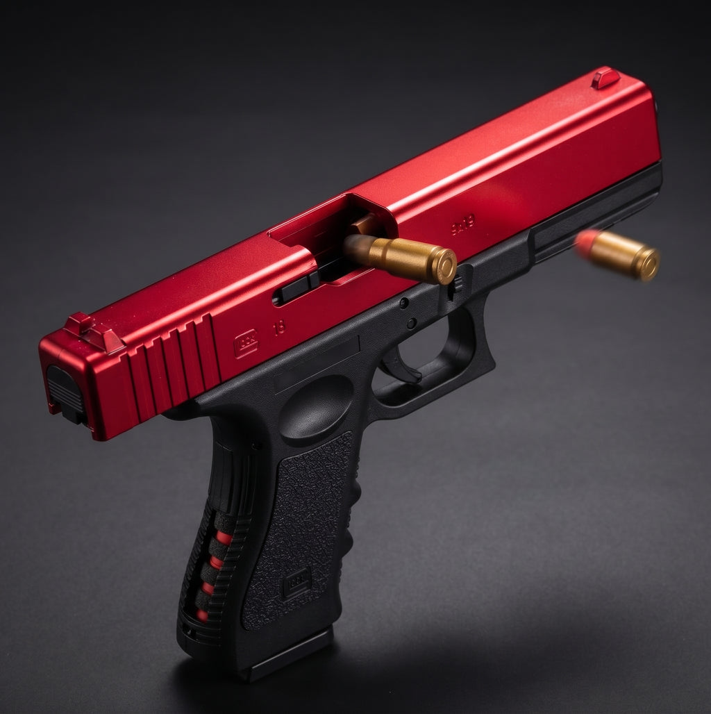 Realistic Glock 18 Style Soft Dart Blaster Toy Pistol (Red/Black & Blue/Silver) – Foam Dart Gun with Magazines