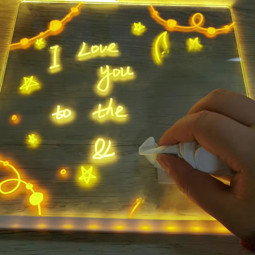 LED Message Board – Erasable Glow Sign with 7 Color Markers | Fun Room Décor for Home, Café & Gifting