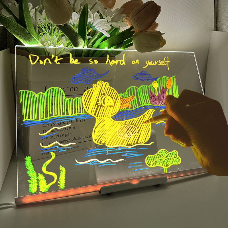 LED Message Board – Erasable Glow Sign with 7 Color Markers | Fun Room Décor for Home, Café & Gifting