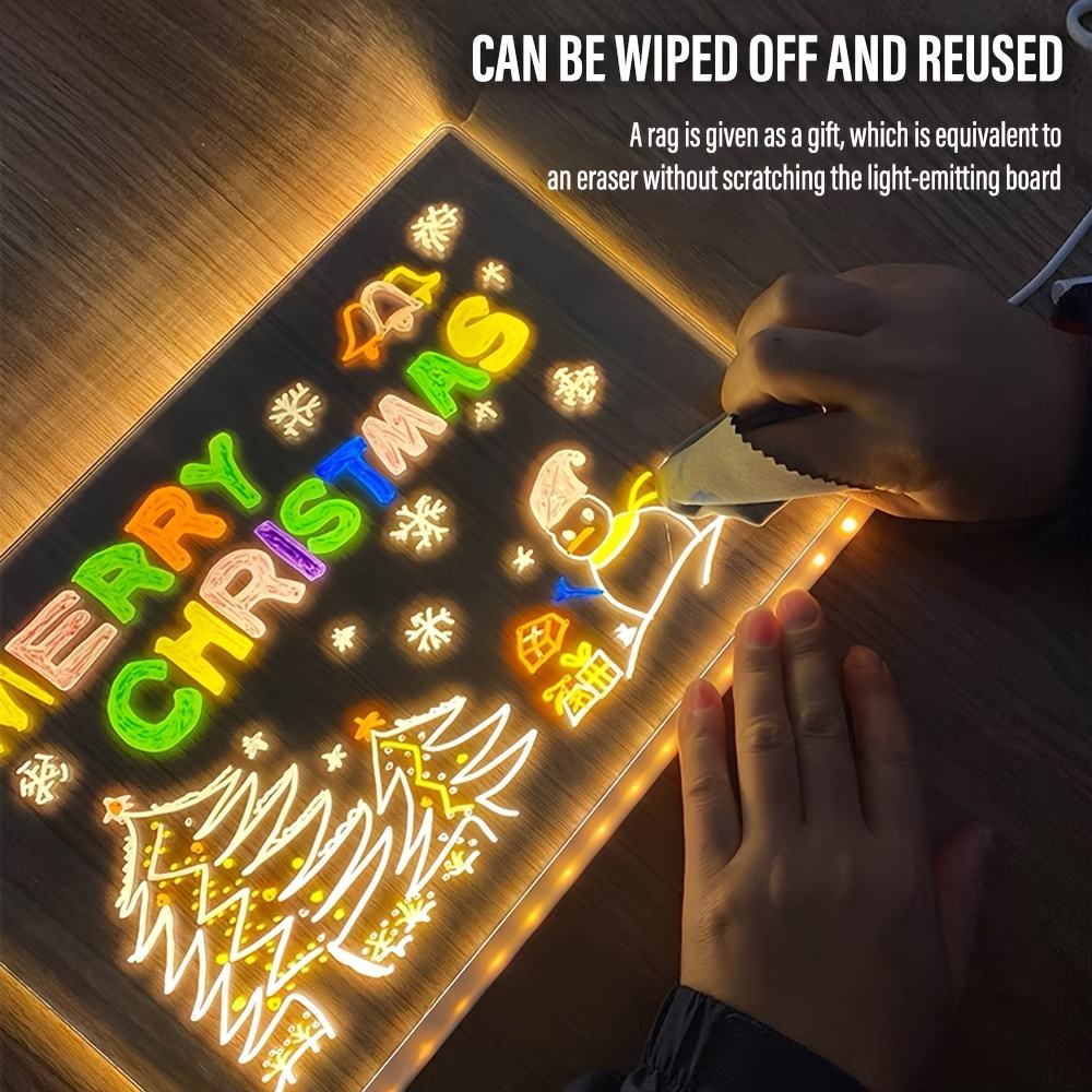 LED Message Board – Erasable Glow Sign with 7 Color Markers | Fun Room Décor for Home, Café & Gifting