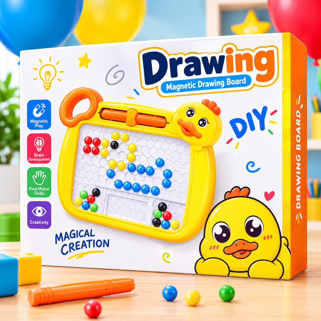Duck Magnetic Drawing Board – DIY Magical Creation Bead Art Set for Kids
