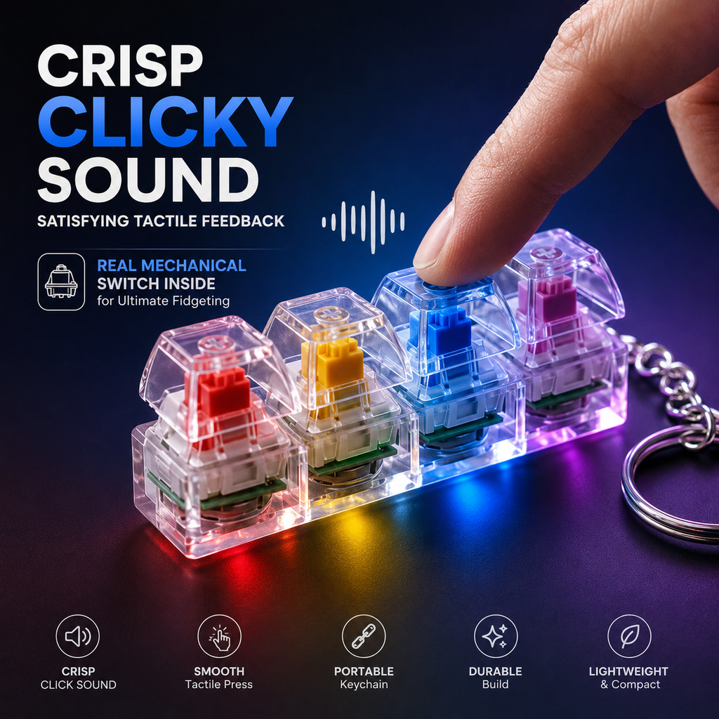 Mini Clicky Fidget Keychain Real Mechanical Switch | Stress Relief Toy