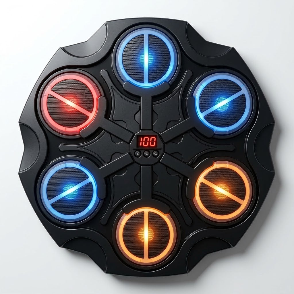 Hexagonal Smart Music Boxing Target – Wall-Mounted RGB Light Punching Game for Kids & Adults (Includes Gloves)