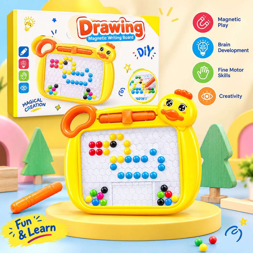 Duck Magnetic Drawing Board – DIY Magical Creation Bead Art Set for Kids