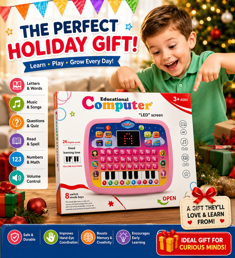 Kids Educational Computer Toy with LED Screen – ABC, 123, Music, Piano & Learning Games