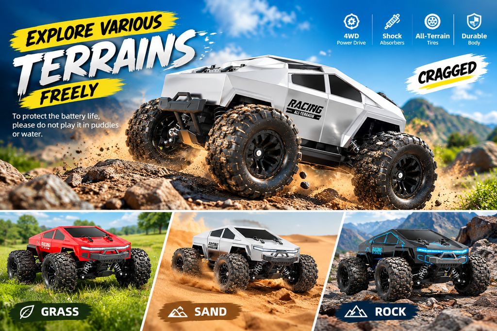 RC Racing Off-Road Truck 4WD – 2.4GHz High-Speed Remote Control Car with LED Lights & Oil-Filled Shocks