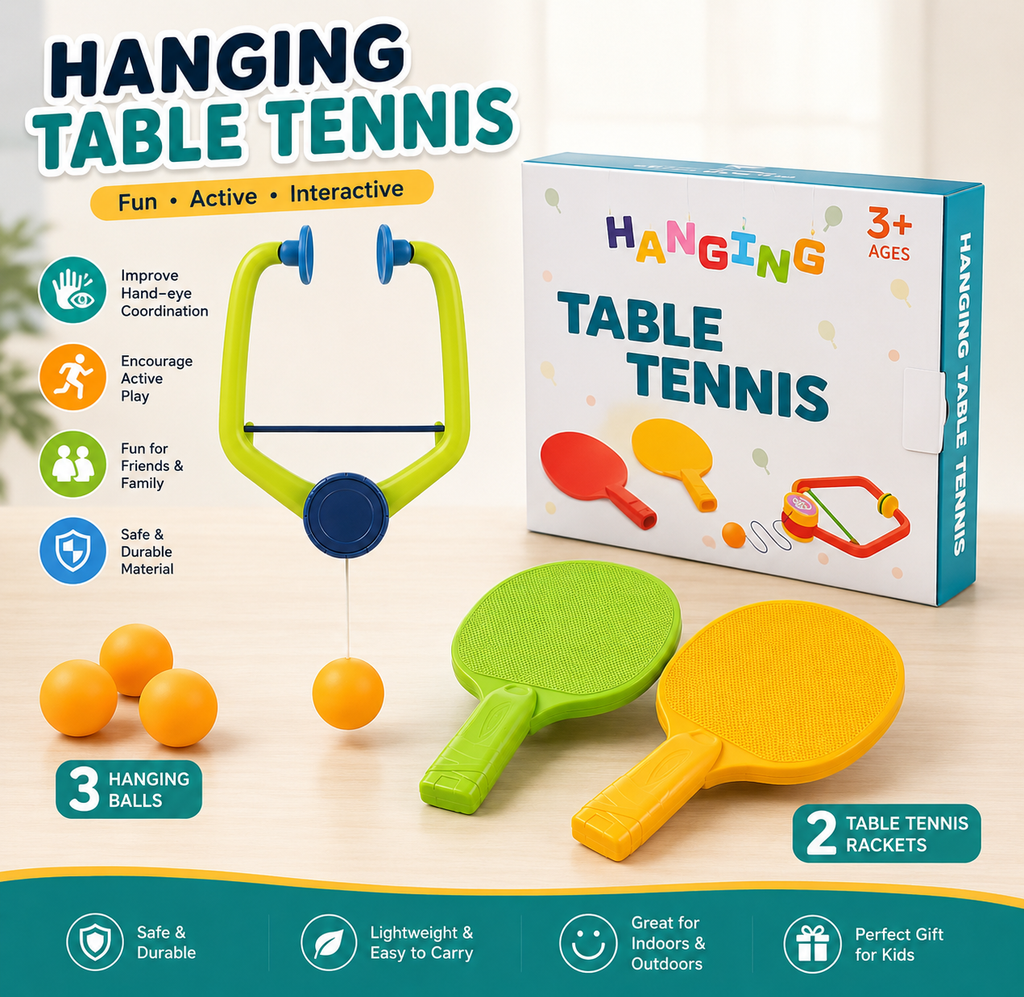 Hanging Table Tennis Set for Kids | Door Frame Ping Pong Game | Indoor Sports Toy