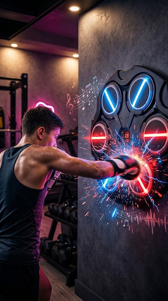 Hexagonal Smart Music Boxing Target – Wall-Mounted RGB Light Punching Game for Kids & Adults (Includes Gloves)