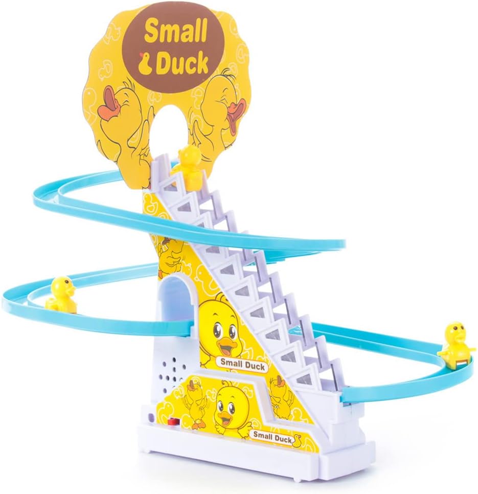 Small Duck Electric Climbing Stairs Toy – Musical Escalator Toy with Track, Lights & Sound | Battery Operated Kids Toy