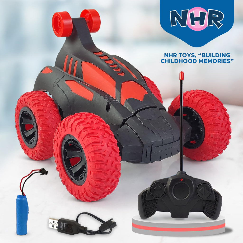 360° Rotating RC Stunt Car for Kids | 4WD Remote Control Flip Car with Rechargeable Battery – Red